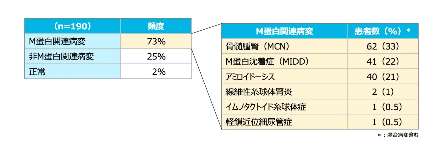 腎生検によるMM患者の腎障害の病理診断結果（Mayo Clinic 1997-2011） 3）