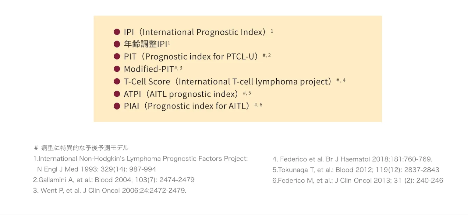 PTCLに用いられる主な予後予測モデル